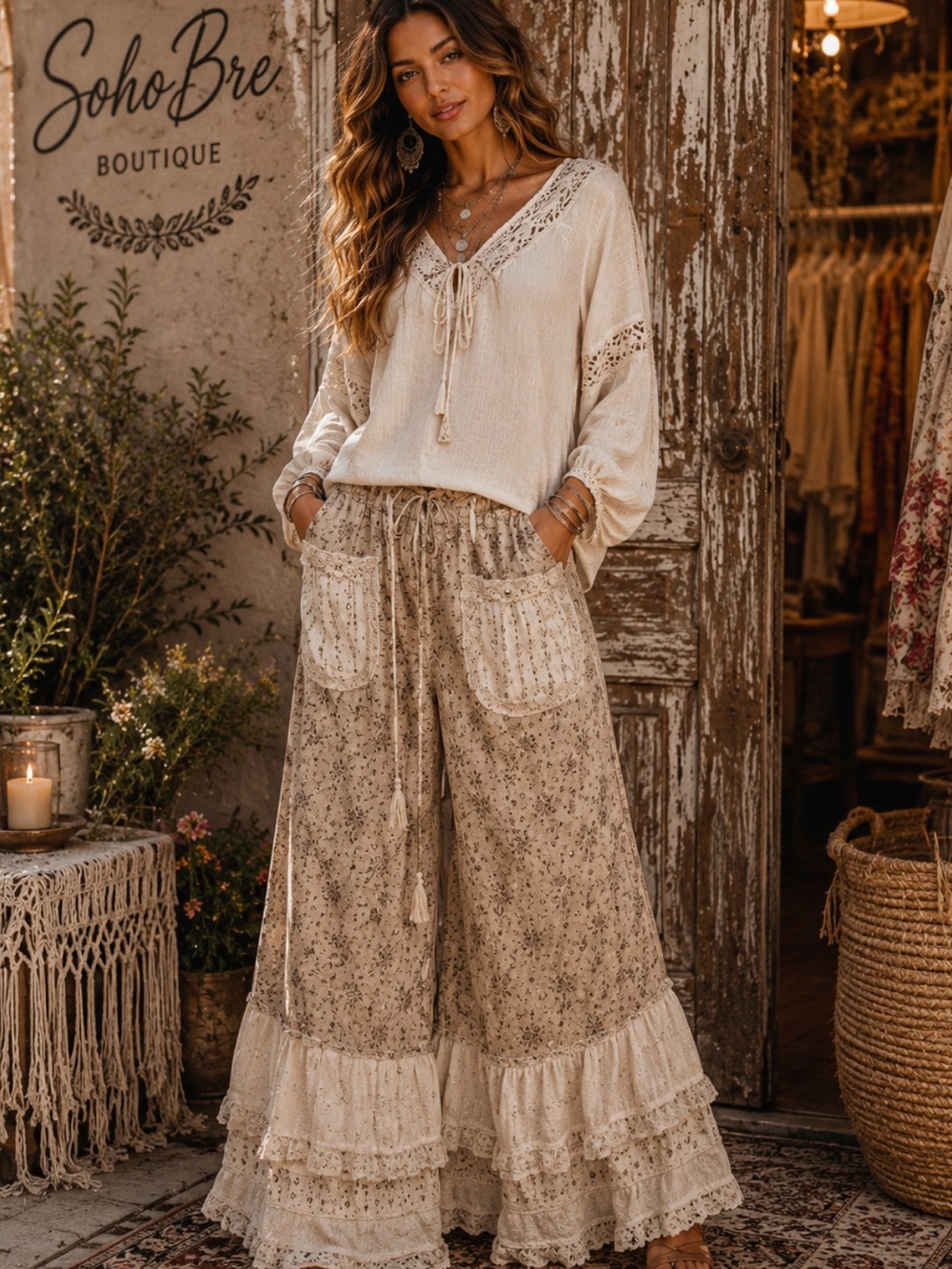 🆕 POL Colorblock Wide Loose Patchwork Pants
